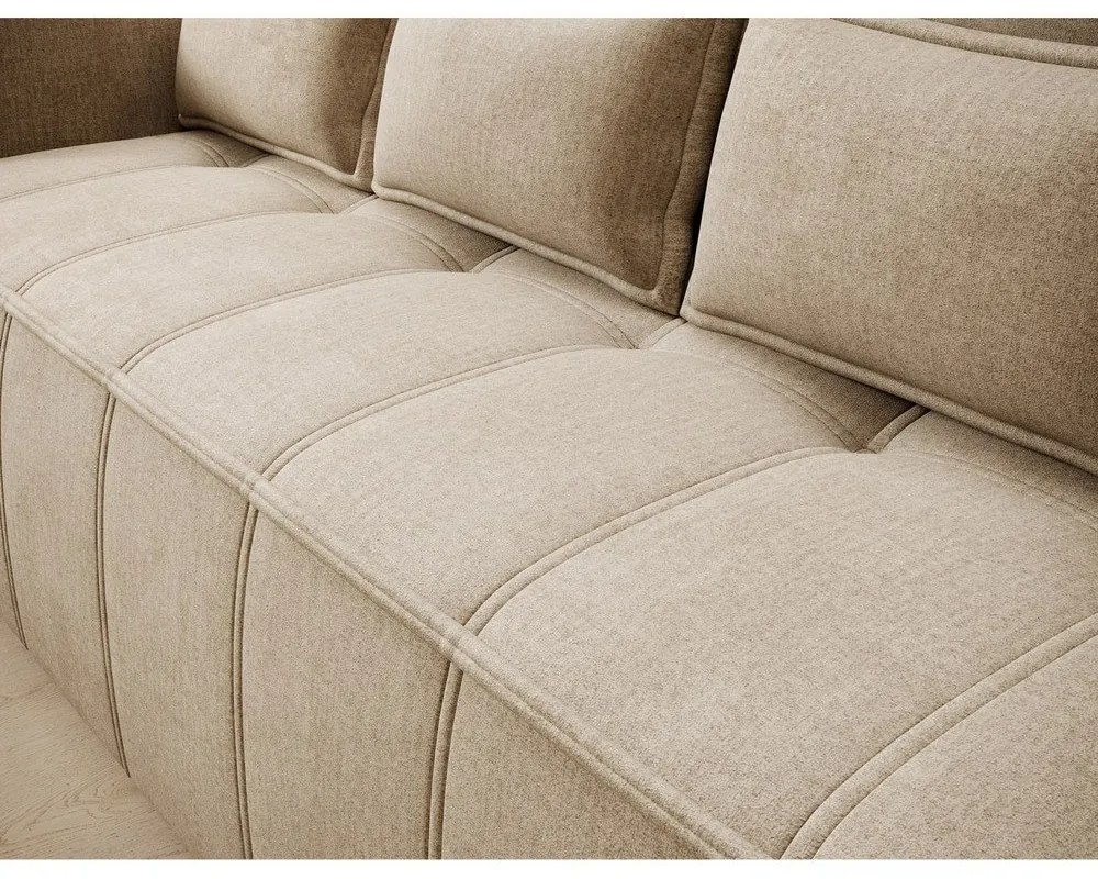 Canapea maro deschis extensibilă/cu spațiu de depozitare cu tapițerie din catifea 242 cm Weltton – ELTAP