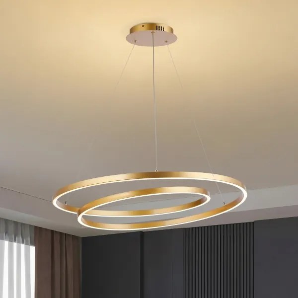 Brilagi-LED Lustra suspendată TWISTER compatibilă cu dimmer, LED 105W, 230V, Ø 100 cm, aurie, cu telecomandă