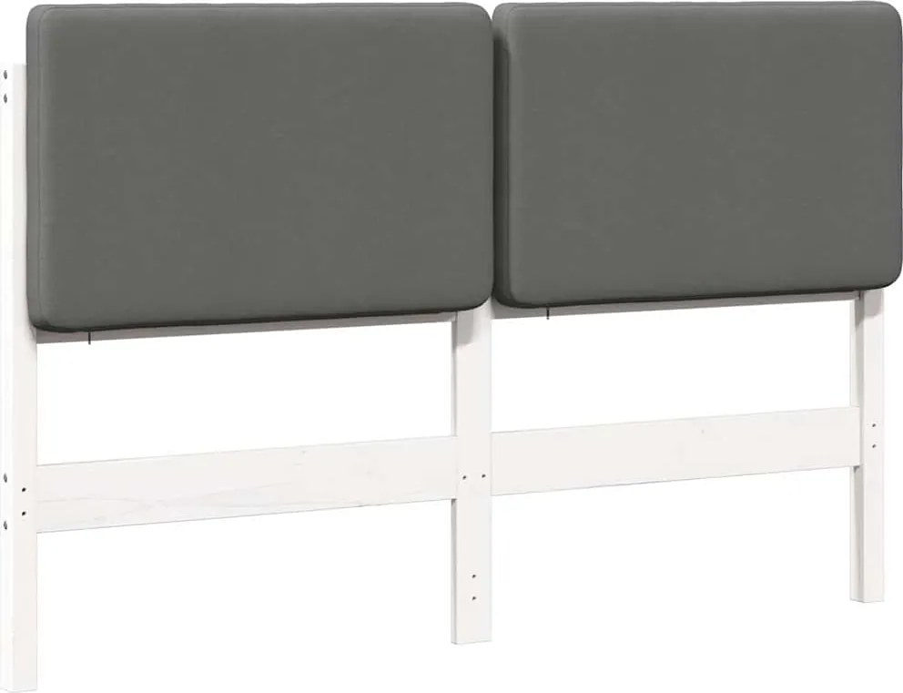 vidaXL Tăblie tapițată Alb și gri deschis 160 cm Lemn de pin masiv