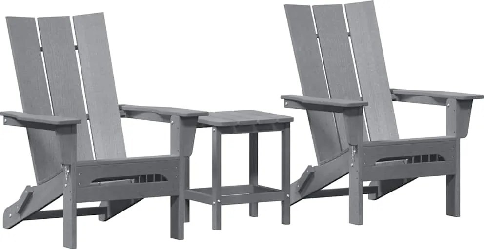 vidaXL Scaun pentru Grădină 3 pcs Gri deschis 80.5 x 74.5 x 92 cm