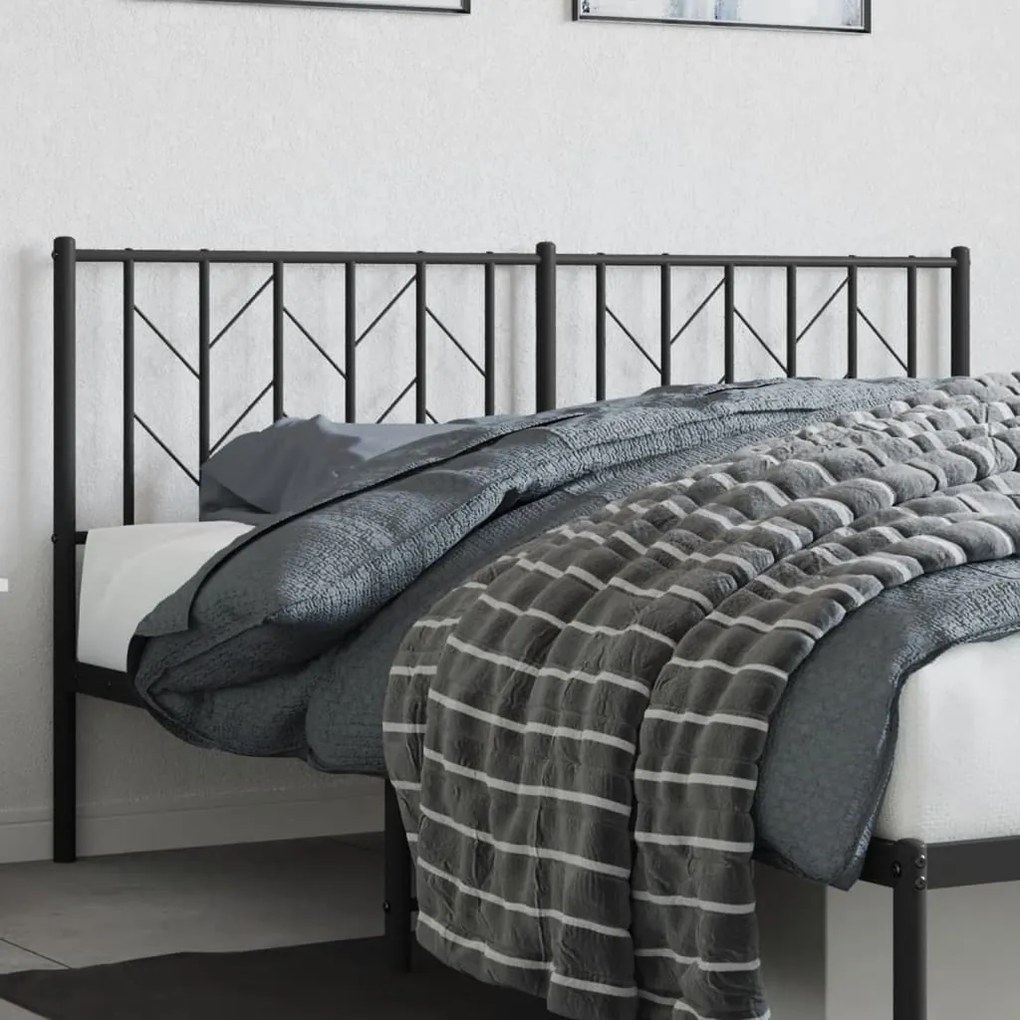 vidaXL Tăblie de pat metalică, negru, 160 cm