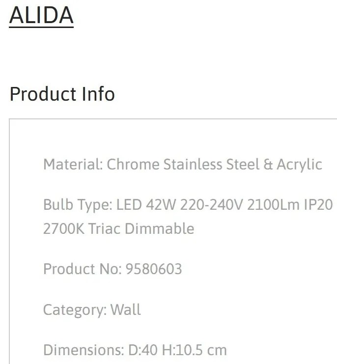 Aplica LED ambientala design modern ALIDA 40Watt, 2700K NVL-9580603