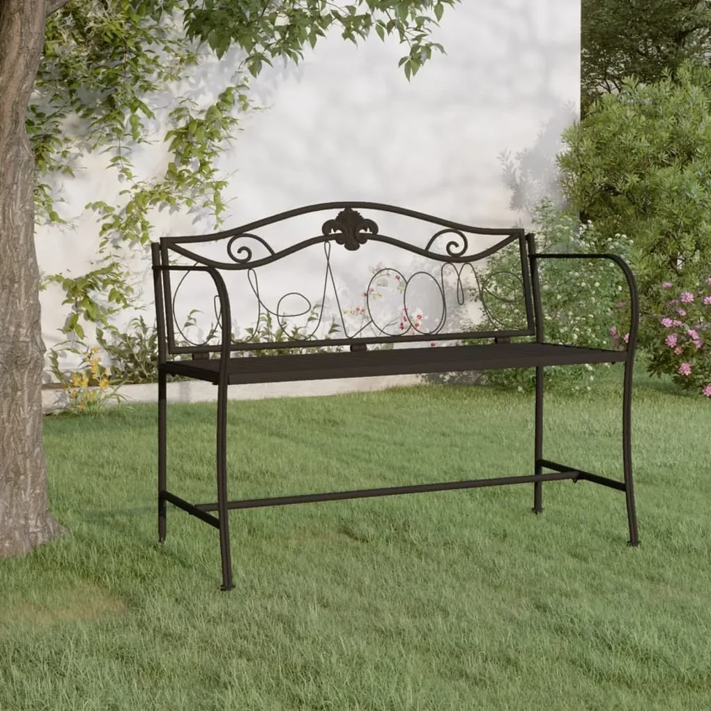 318831 vidaXL Bancă de grădină cu 2 locuri, negru, 104 cm, oțel