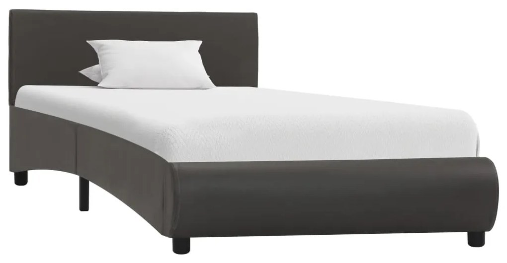285492 vidaXL Cadru de pat cu LED, gri, 90 x 200 cm, piele ecologică