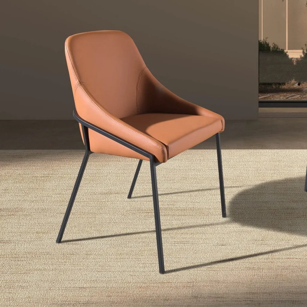 Scaun modern design italian, Piele Sintetica, Orange