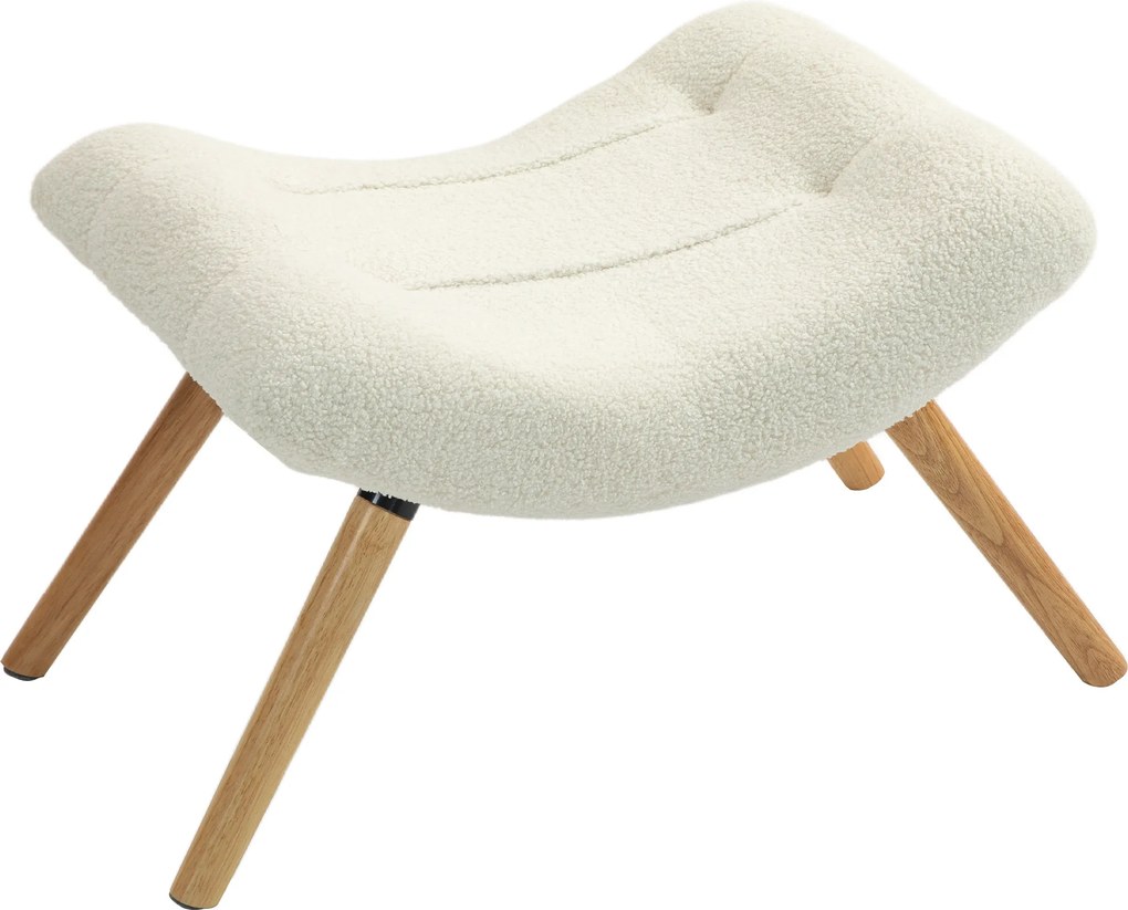HOMCOM Fotoliu pentru picioare modern din lemn cu acoperire din polar și picioare din fag, căptușit, pentru living, dormitor, vestibul, cremă albă | Aosom Romania