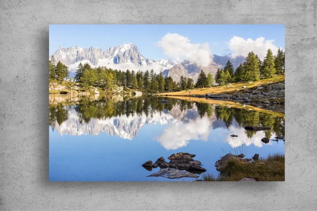 Tapet Premium Canvas - Reflexia perfecta a muntelui si padurii in lac