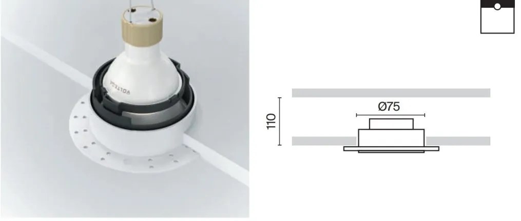 Spot incastrabil design tehnic Share alb, auriu mat 10,2cm