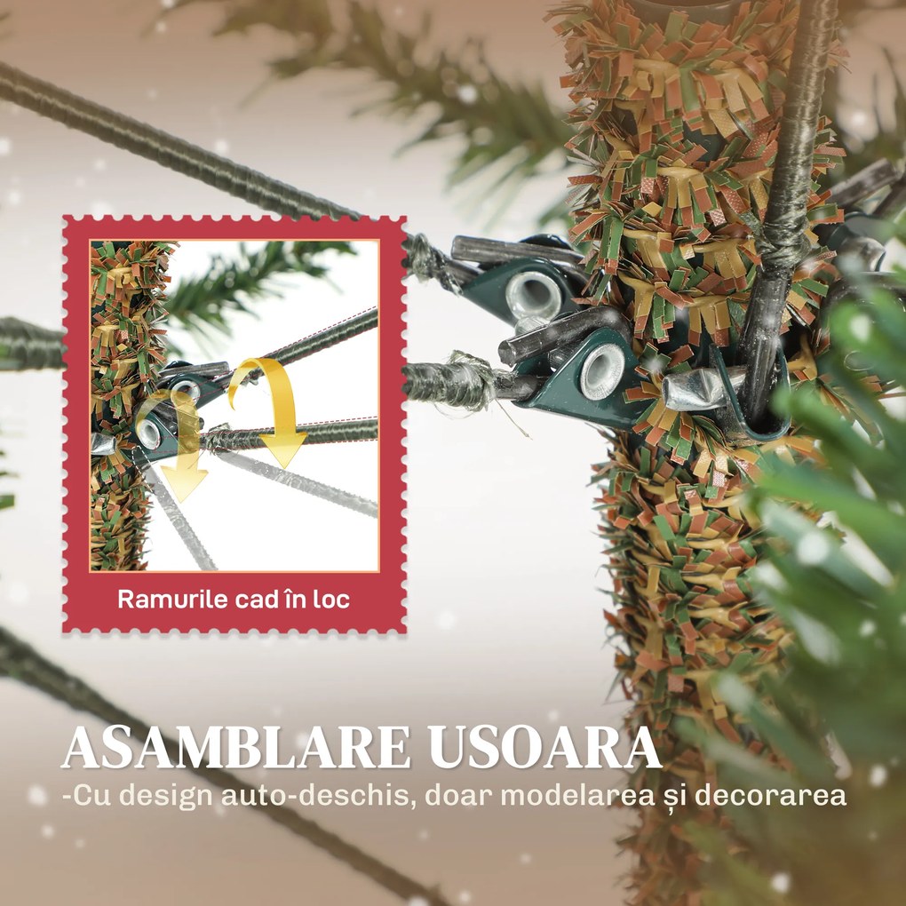 HOMCOM Brad de Crăciun Plin de 150 cm cu Vârfuri Dense și Realiste, Montaj Ușor - Verde | Aosom Romania