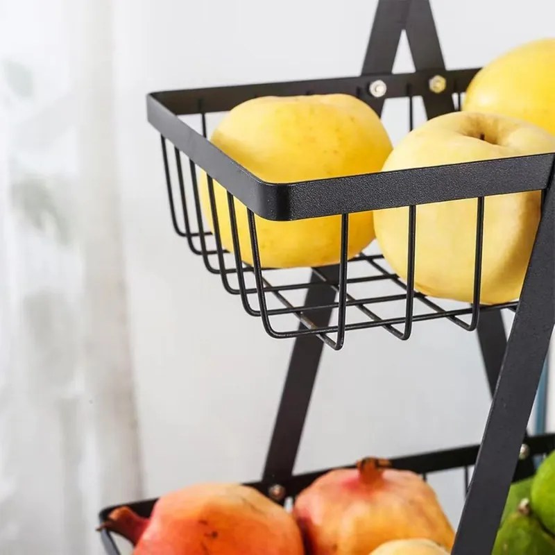 Cos cu trei etaje pentru fructe si legume PATERA, negru
