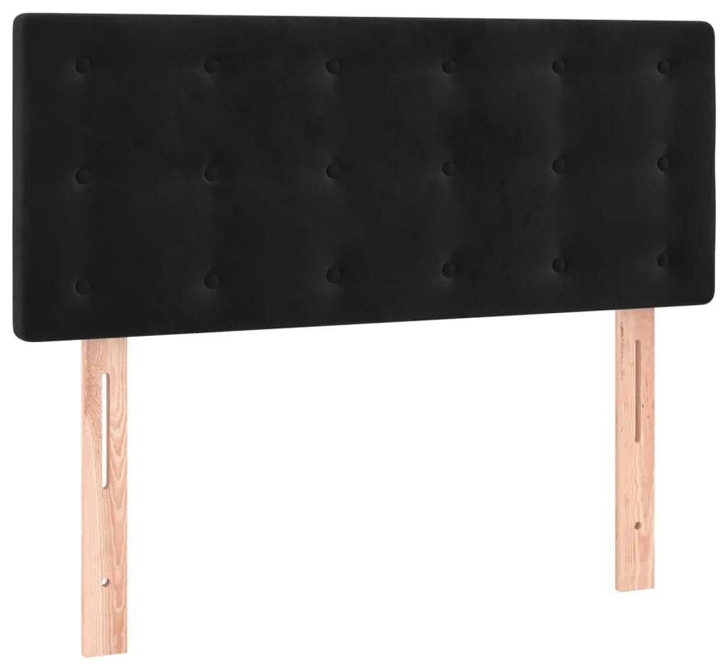 Pat box spring cu saltea, negru, 120x200 cm, catifea Negru, 120 x 200 cm, Nasturi de tapiterie
