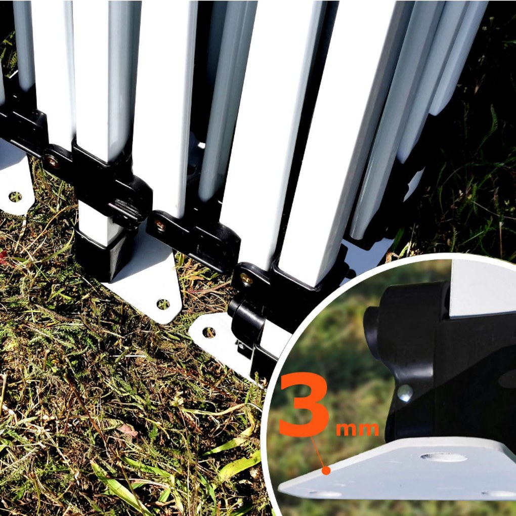 Cortină de petrecere 3x6m cu structură tip foarfecă (3 pereți) - Construcție din oțel și pânză 330g/m² - cu 3 pereți - Alb