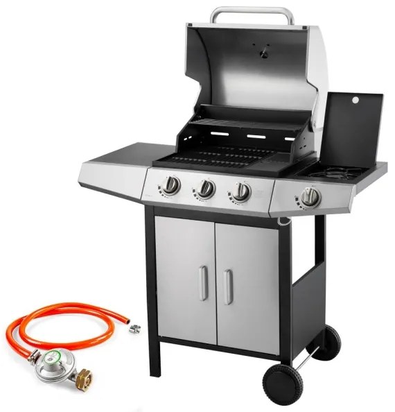 Grătar pe gaz Fieldmann 4x arzător crom mat/negru