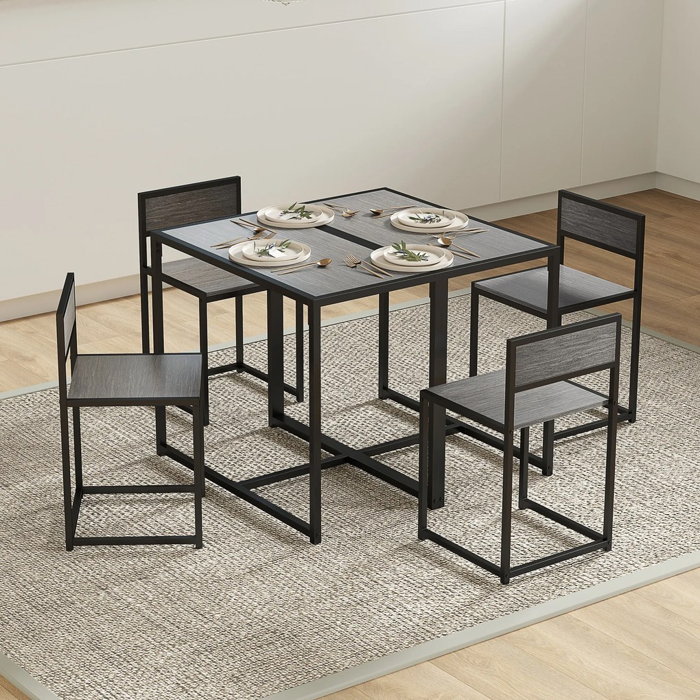 HOMCOM Set bar 3 piese, 2 scaune, 1 masă, 90 cm x 47 cm x 76 cm, Gri | Aosom Romania