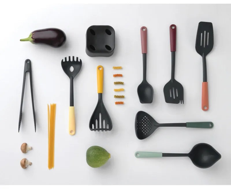 Set 5 cutite Brabantia Tasty+ 1001177, Otel calit, Rezistent la zgarieturi si coroziune, Gri inchis