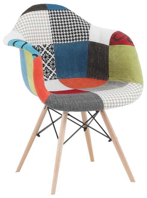 Fotoliu cu design Patchwork colorat / Fag , TOBO 3 NEW