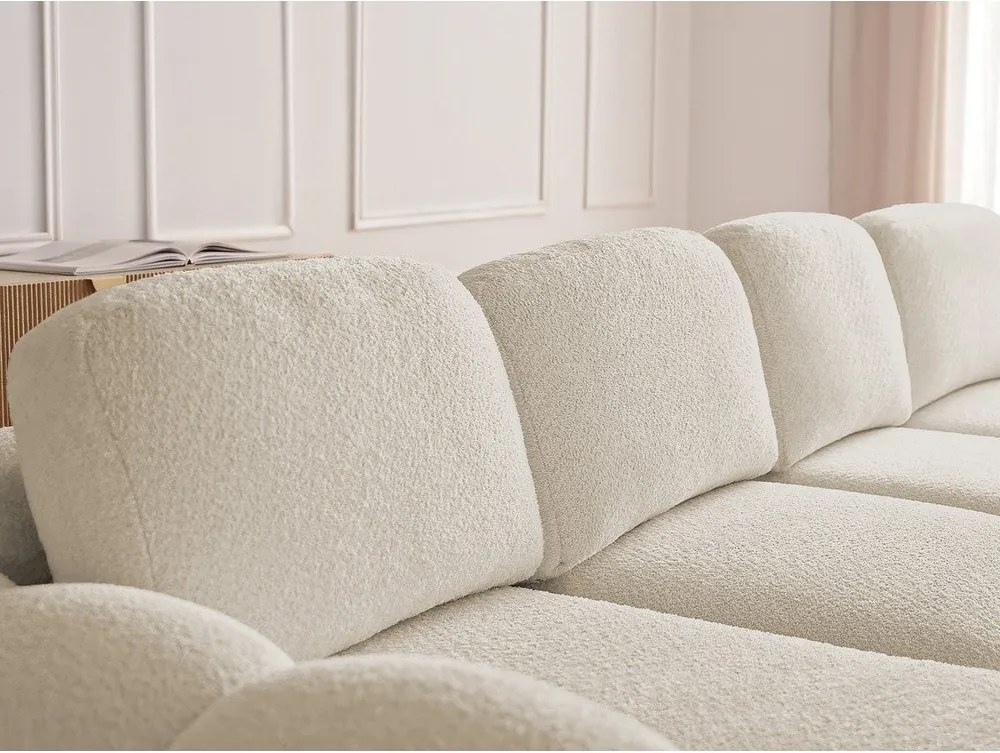 Colțar bej extensibil/cu spațiu de depozitare cu tapițerie din țesătură bouclé (cu colț pe partea stângă/cu șezlong) Montaigne – Bobochic Paris