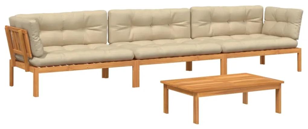 3209495 vidaXL Set canapele de grădină cu perne din paleți 4 piese lemn acacia