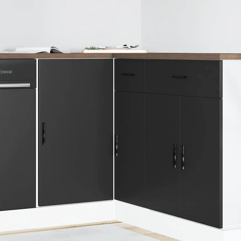 vidaXL Dulap de bază pentru bucătărie “Lyon” din lemn negru prelucrat