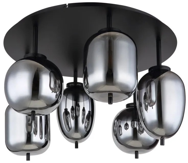 Plafoniera cu 6 surse de iluminat design modern Blacky negru mat
