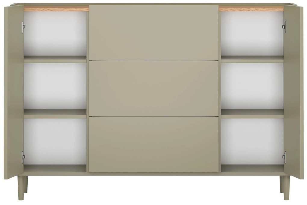 Comodă cu sertare Elivo 150 cm pe picioare - eucalipt / stejar baltic dune