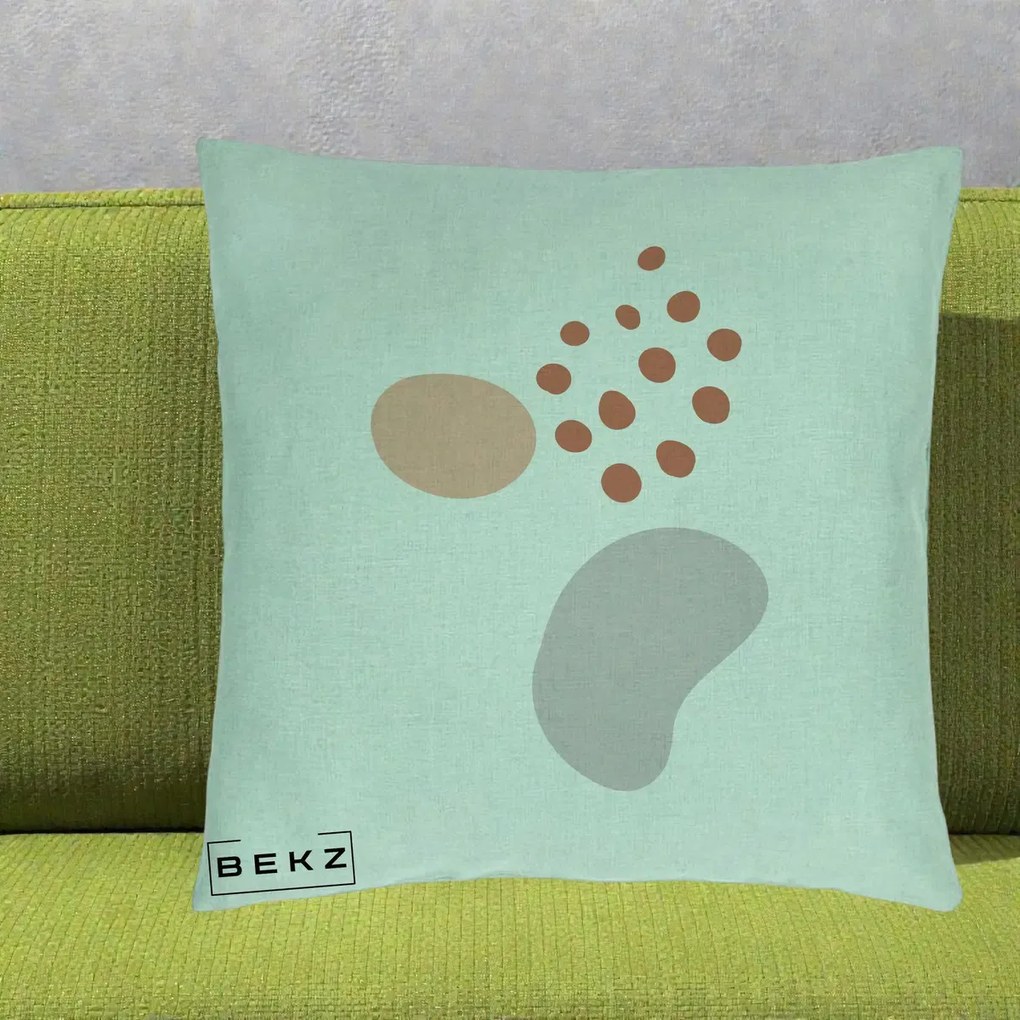 Perna Decorativa Abstract Forme Organice Pastel, 40x40 cm, Verde Menta, Husa Detasabila, Perna Inclusa, BEKZ®