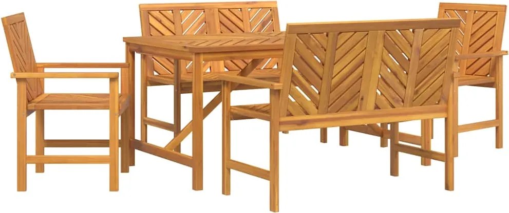 vidaXL Set de masă pentru grădină 5 pcs Maro Lemn Solid de Acacia