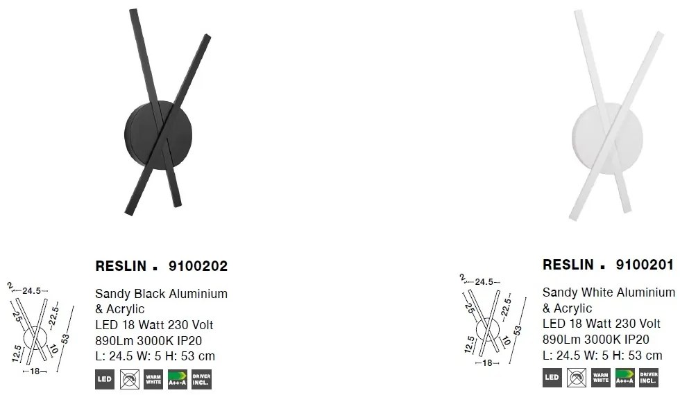 Aplica perete LED design modern decorativ Reslin alba NVL-9100201