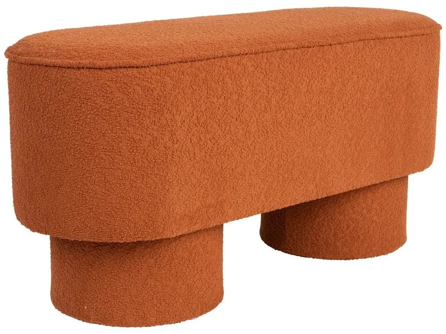 Bancă cărămizie cu tapițerie din țesătură bouclé Marcos – White Label