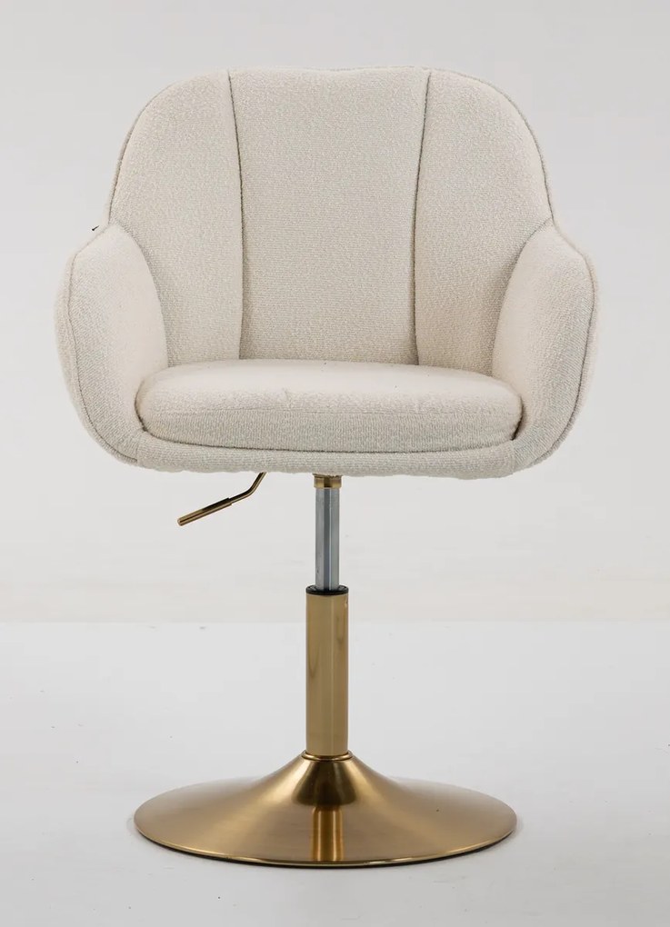 HR2055N Scaun Crem din Boucle cu Bază Aurie