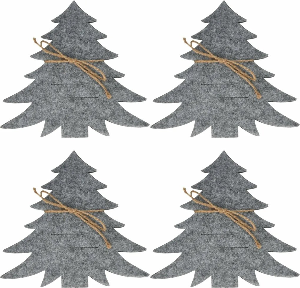 Buzunar pentru tacâmuri X-Mas Tree gri, set de 4bucăți