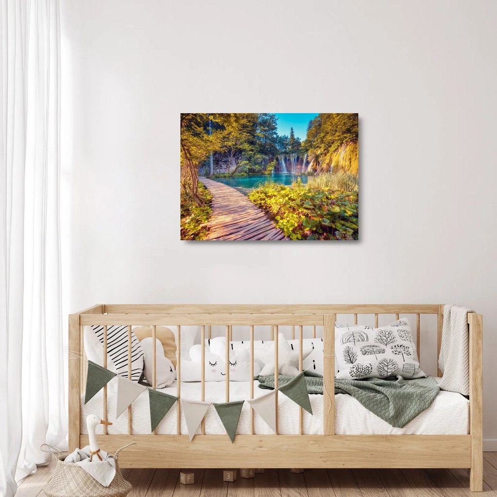 Tablou pe sticlă - Lacurile Plitvice, Croația (70x50 cm)