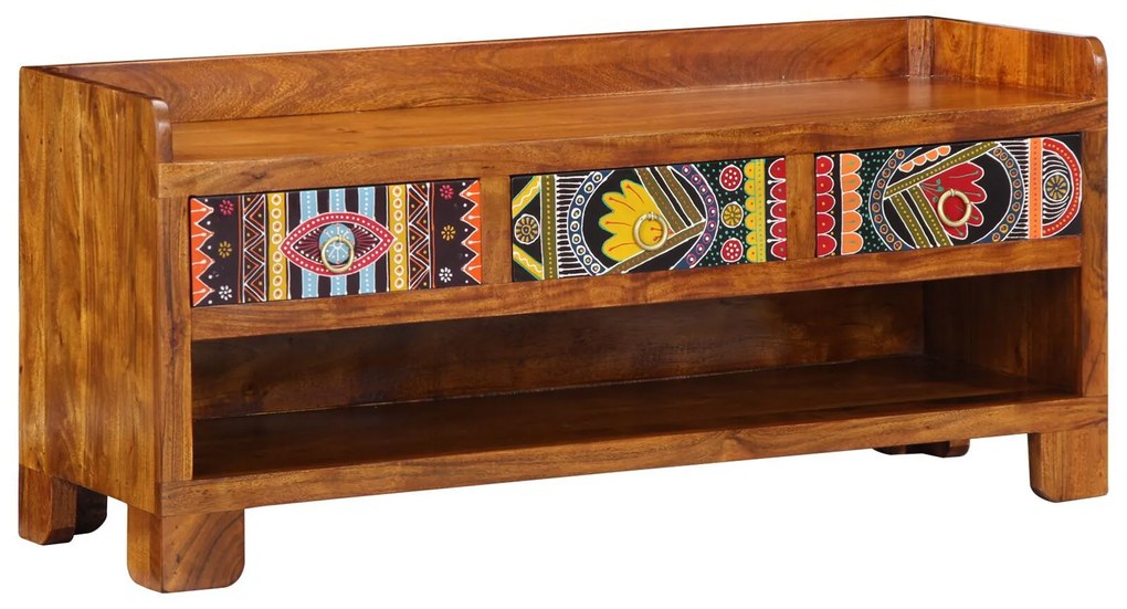 vidaXL Bancă de încălțăminte din lemn masiv de acacia, 100x35x45 cm
