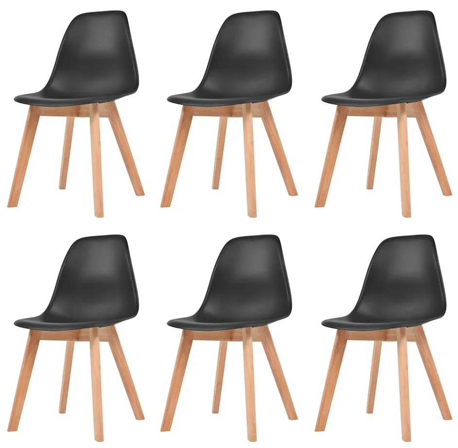 vidaXL Scaune de bucătărie, 6 buc., negru, plastic