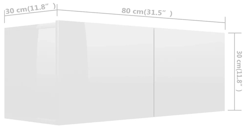 Set de dulapuri TV, 4 piese, alb extralucios, PAL 1, Alb foarte lucios, 100 x 30 x 30 cm