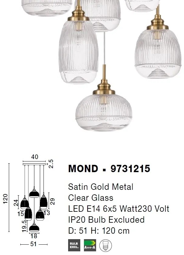 Lustra cu 6 pendule design modern Mond