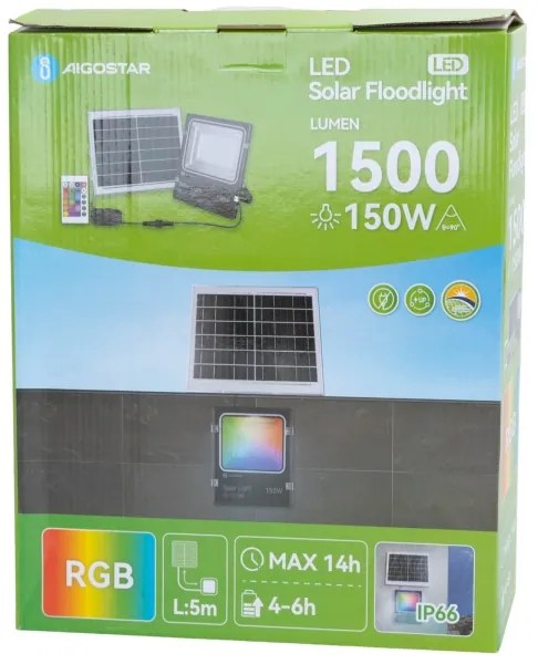 Proiector LED RGB solar dimabil Aigostar LED/15W/3,2V IP66 + telecomandă