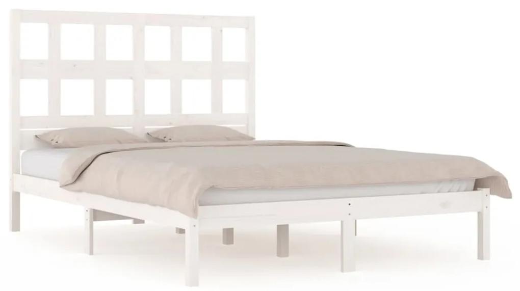 3104474 vidaXL Cadru de pat, alb, 120x200 cm, lemn masiv de pin