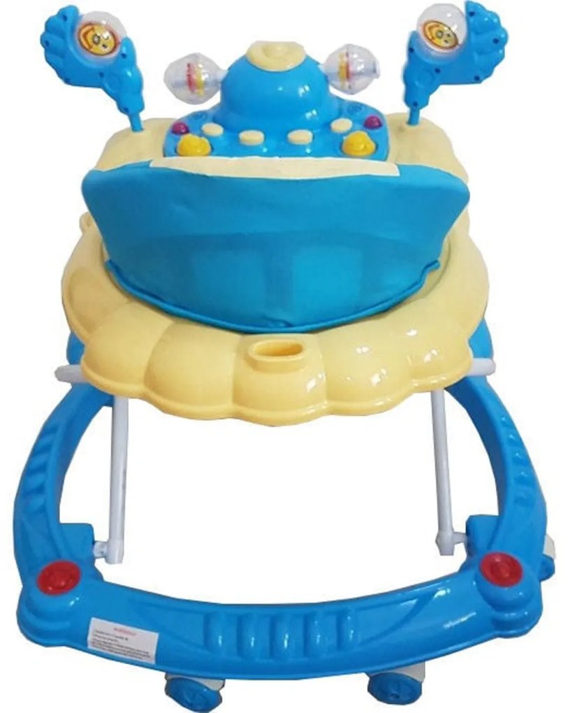 Premergator Reglabil in 3 Trepte NOVOKIDS™ Happy Duck , Ratusca, Pliabil, 8 Roti, Cu Melodii, Albastru