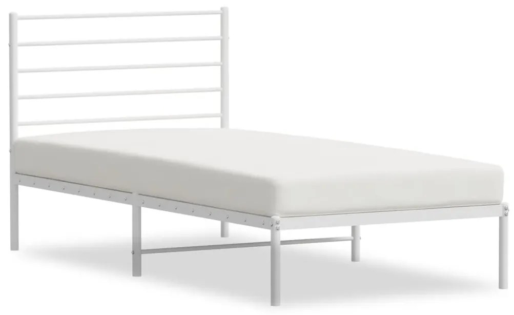 352361 vidaXL Cadru pat metalic cu tăblie, alb, 90x200 cm