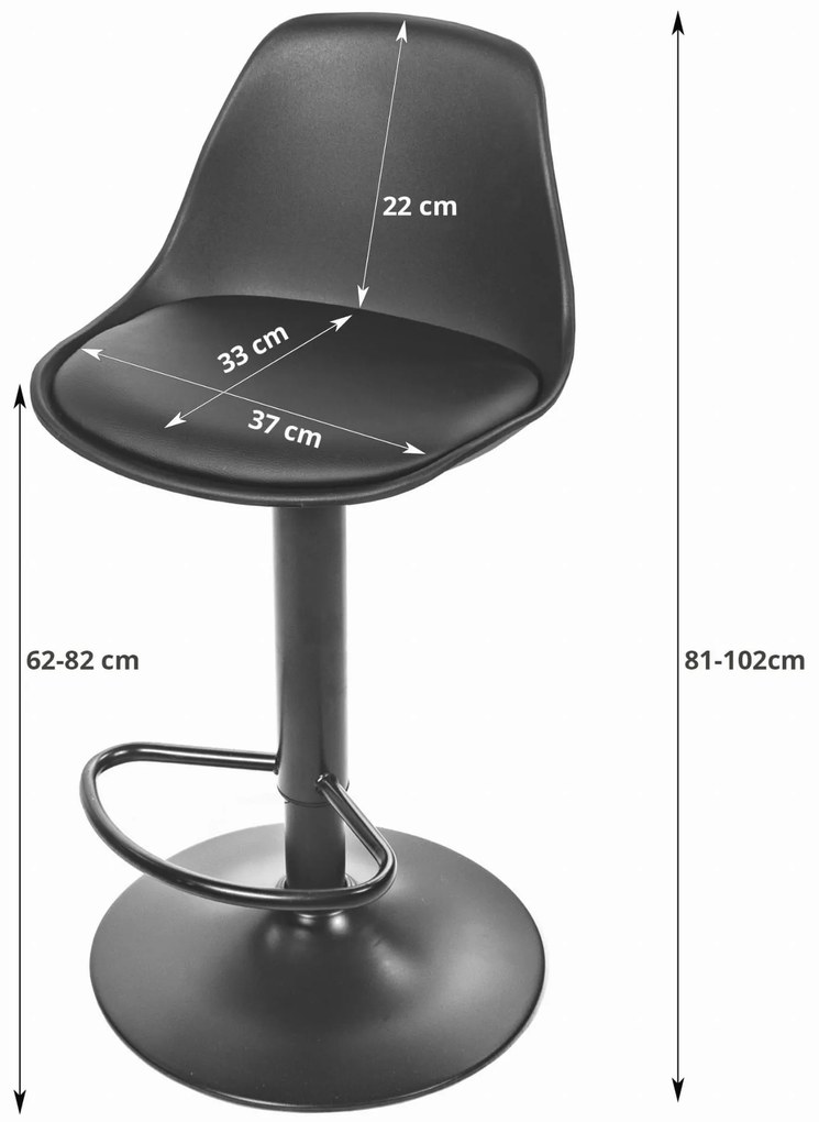Scaun de bar negru HOGA din piele ecologica