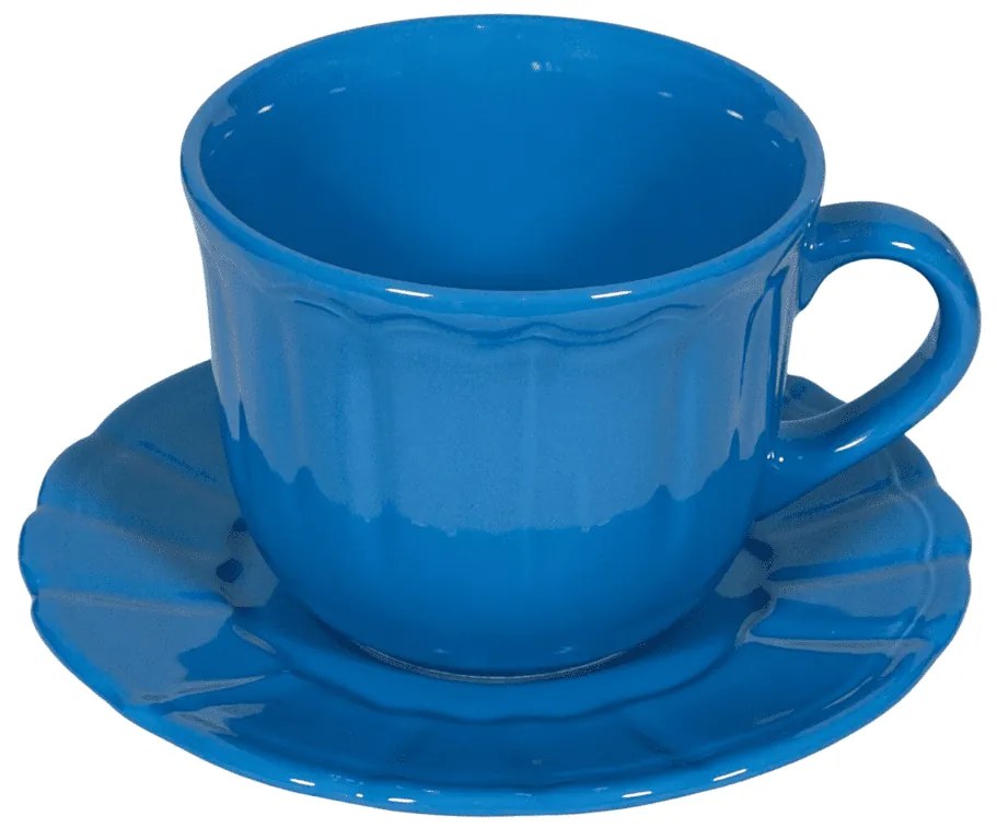 Ceasca cu farfurie pentru cafea Albastru Regal, 450 ml