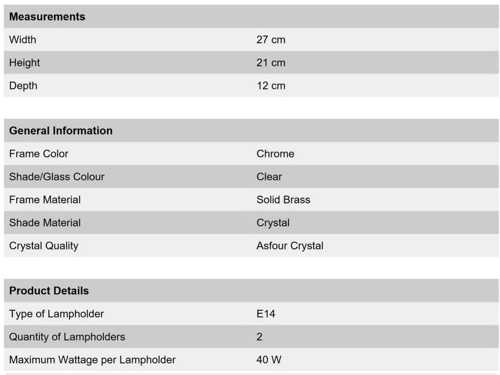 Aplica de perete cristal Asfour design modern de lux Ring chrome plated