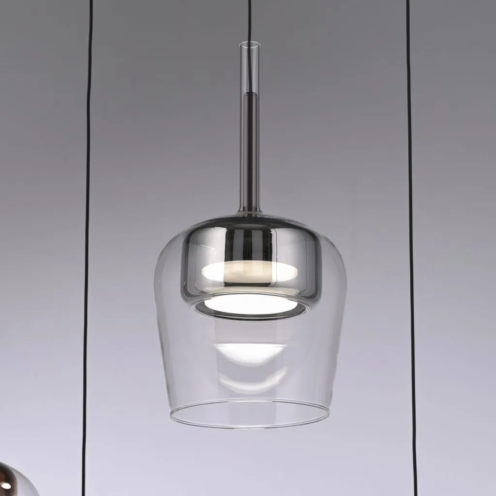 Pendul LED Smart cu Telecomanda, CCT, Sticla, Argintiu, Q-KON