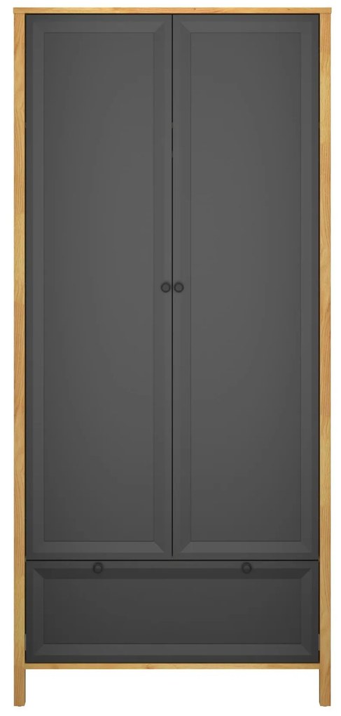 Dulap de haine Bruselas (stejar craft auriu + negru) . 1116784