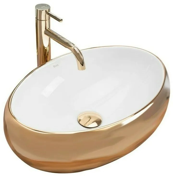 Lavoar alb/auriu pe blat Rea Linda Gold White 48,3 cm