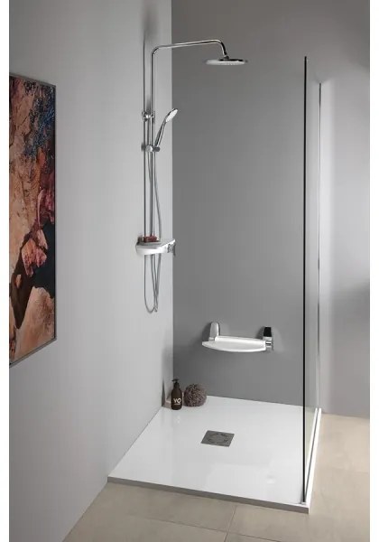 Aqualine - Set de duș cu baterie, crom lucios/alb