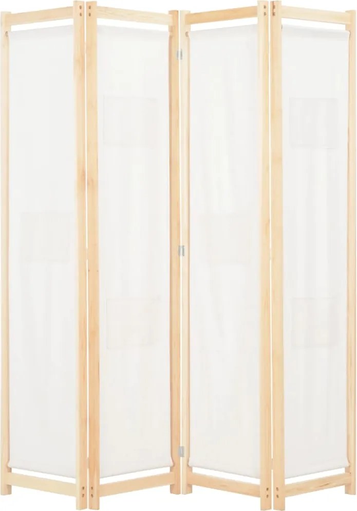 vidaXL Paravan de cameră cu 4 panouri, crem, 160x170x4 cm, textil