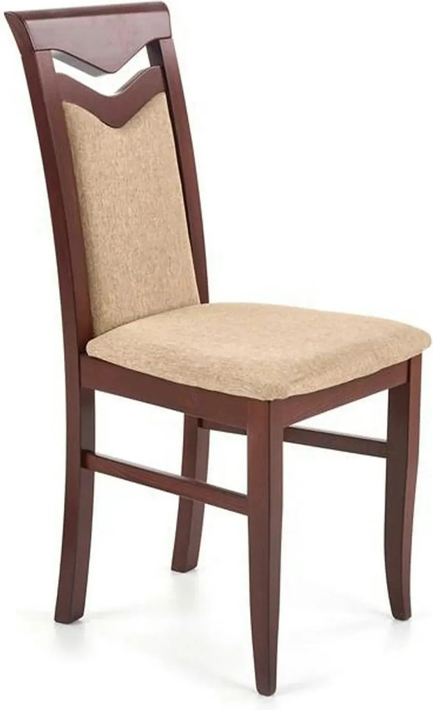 Scaun tapitat CITRONE, bej/nuc, stofa clasica/lemn, 44x43x96 cm