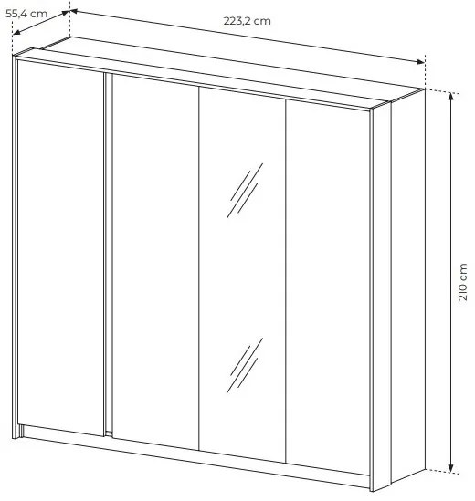 Dulap de haine Danton 220 (cu oglindă) (Bej). 1071333